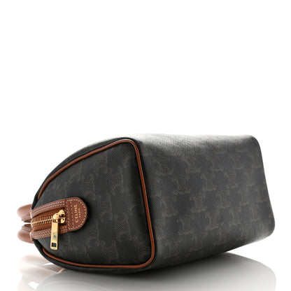 Celine Triomphe Canvas Calfskin Small Boston Bag Tan 4 of 12