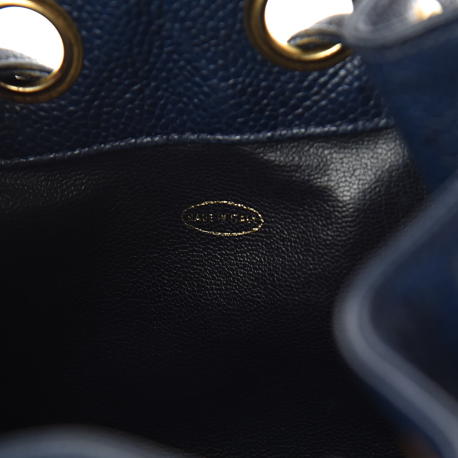 Chanel Caviar CC Drawstring Shoulder Bag Blue 8 of 12