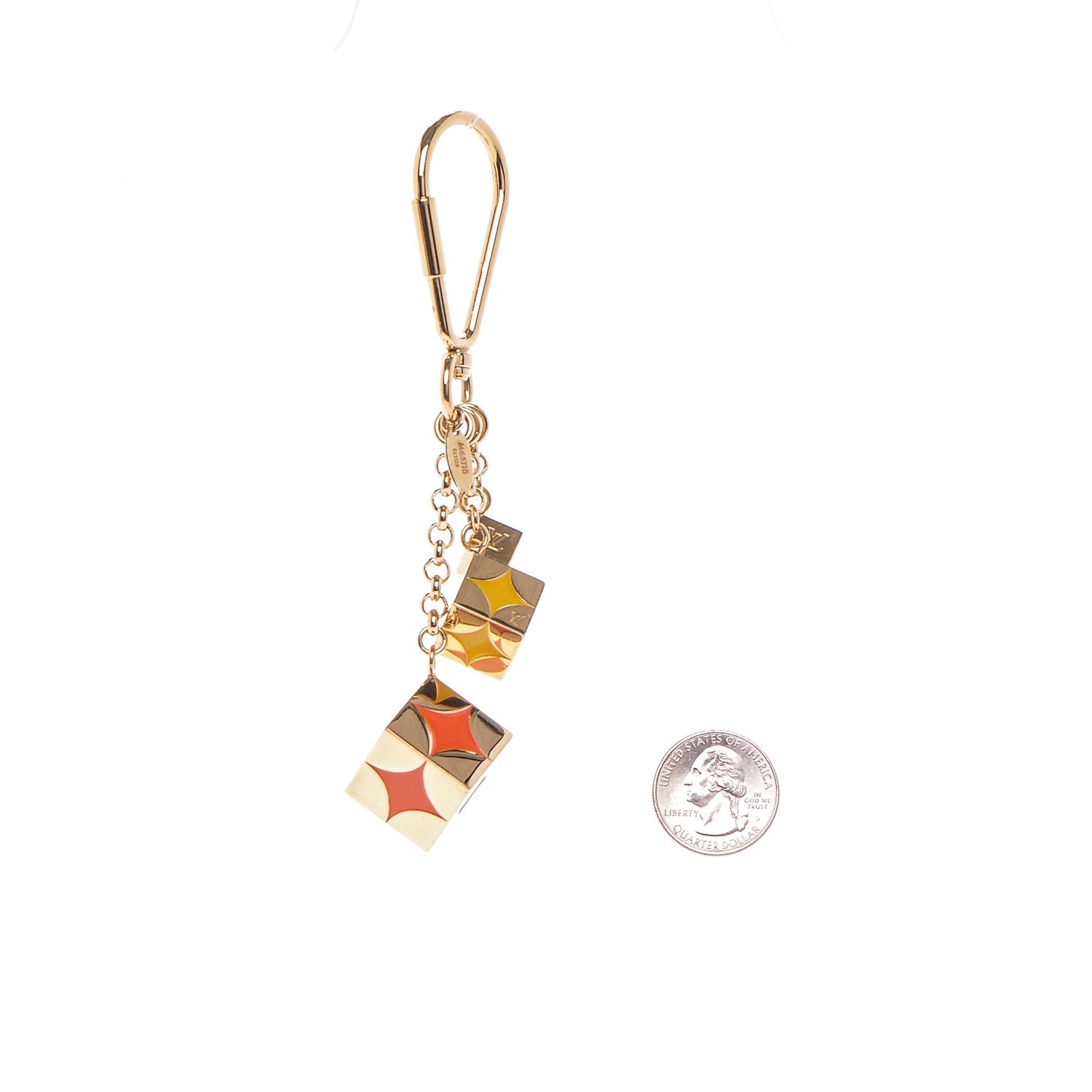 Louis Vuitton Damier Cubes Bag Charm Key Holder Gold 2 of 4