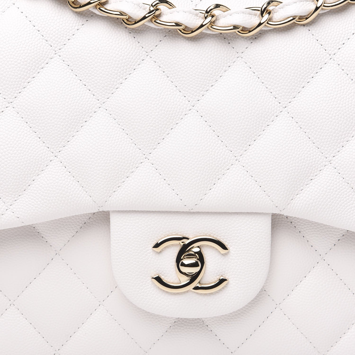 Chanel Caviar Quilted Jumbo Double Flap White 7 of 10