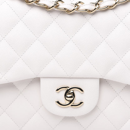 Chanel Caviar Quilted Jumbo Double Flap White 7 of 10