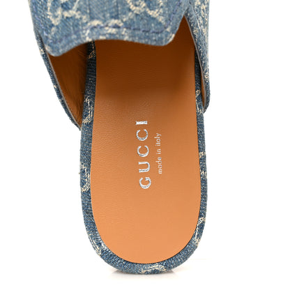 Gucci New Denim GG Malaga Kid Womens Princetown Slippers 36.5 Light Blue Royale 7 of 10