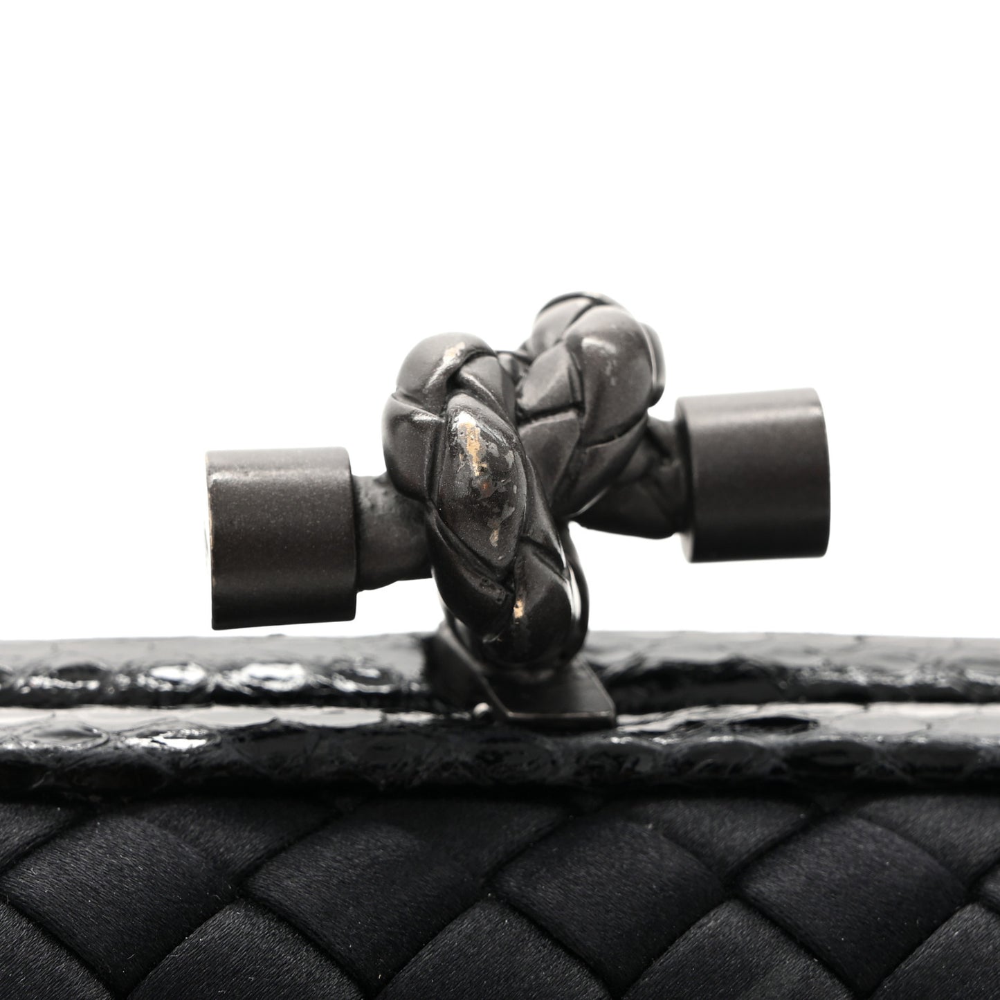 Satin Ayers Intreccio Impero Stretch Knot Clutch Black