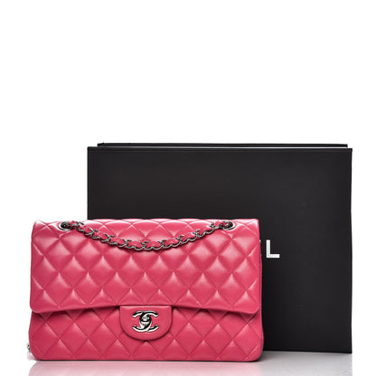 Chanel Lambskin Quilted Medium Double Flap Dark Pink 12 of 12