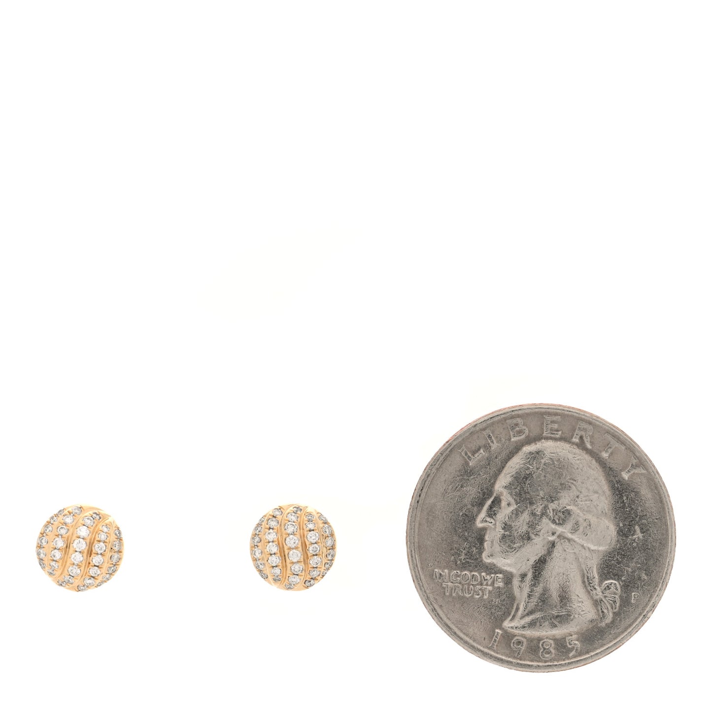 18K Yellow Gold Diamond 8mm Cable Collectibles Stud Earrings