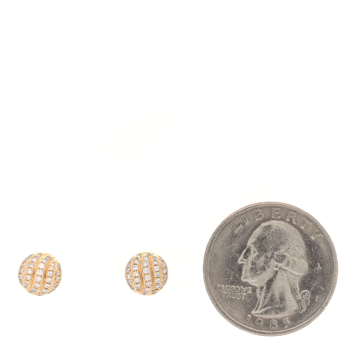 David Yurman 18K Yellow Gold Diamond 8mm Cable Collectibles Stud Earrings 2 of 4