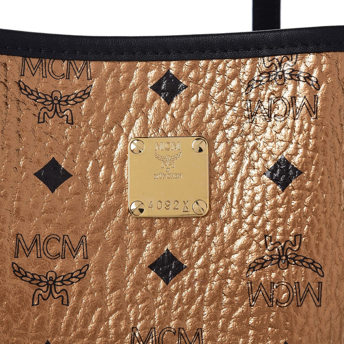 Metallic Visetos Medium Shopper Tote Gold