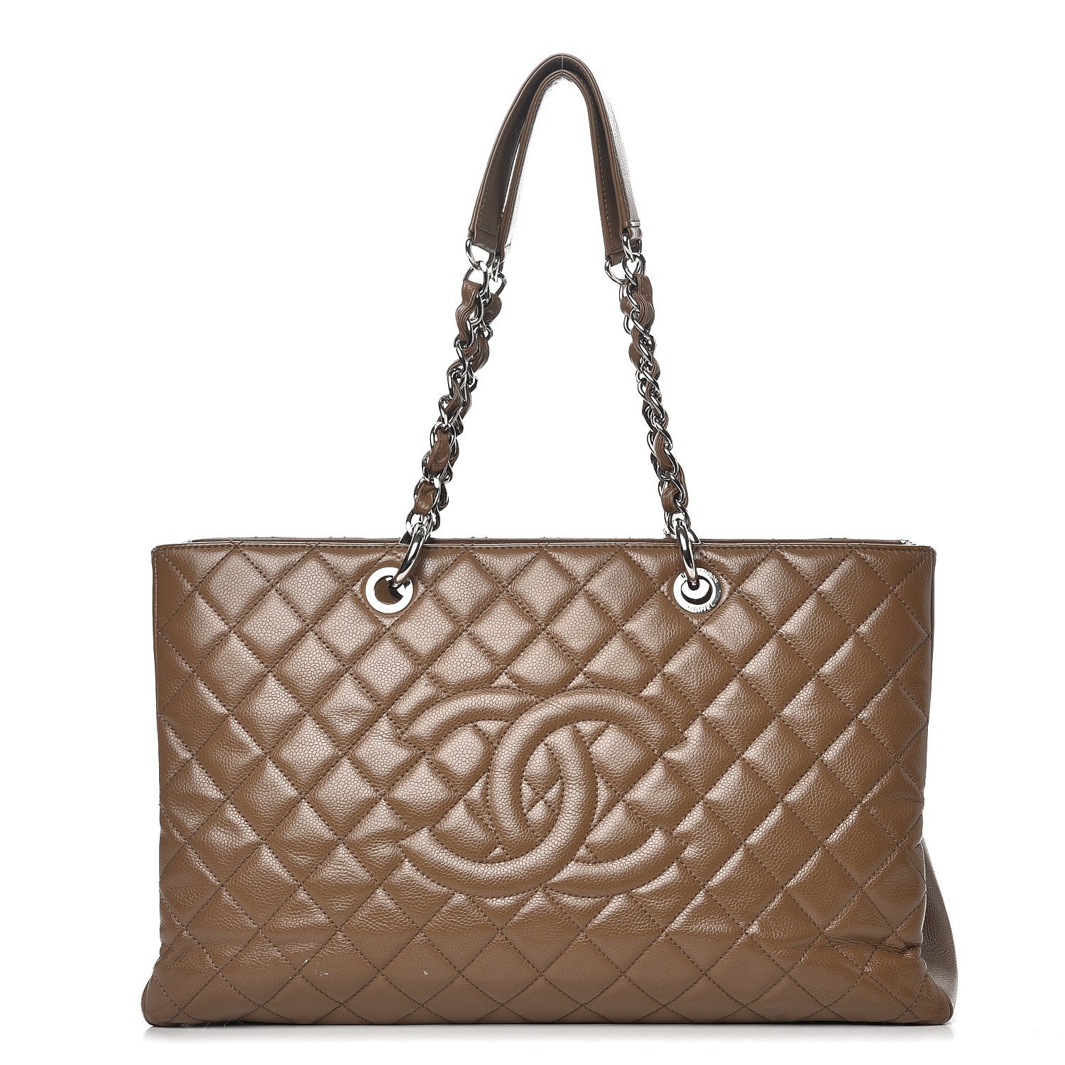 Chanel Caviar Quilted XL Grand Shopping Tote GST Dark Beige 1 of 18