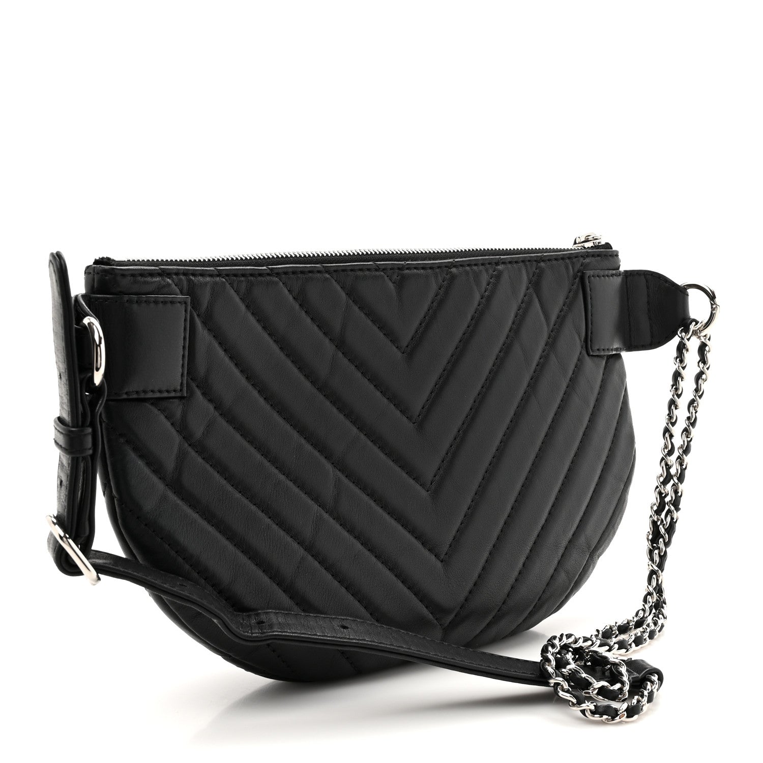 Chanel Lambskin Chevron Quilted Waist Belt Bag Black 3 of 11