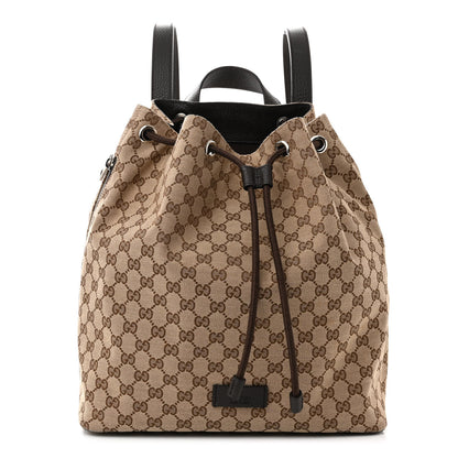 Gucci Monogram Dollar Calfskin O Drawstring Backpack Beige Ebony Testa di Moro Dark Chocolate 1 of 10