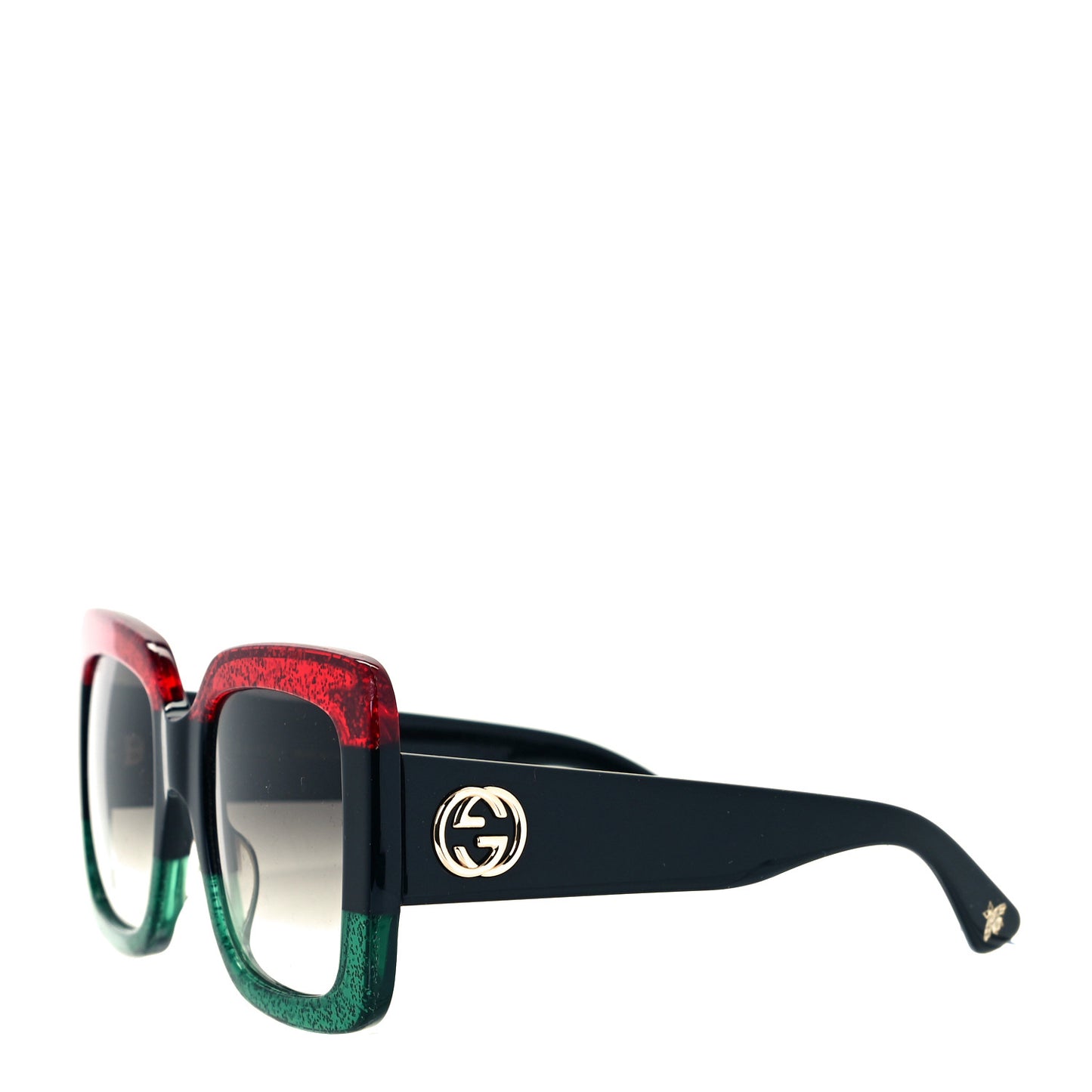 Acetate Square Frame Sunglasses GG0083S Glitter Red Black Green