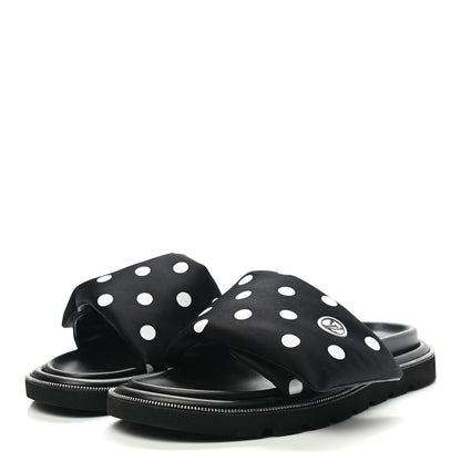 Louis Vuitton Satin Polka Dot Pool Pillow Flat Comfort Mule 42 Black White 3 of 8