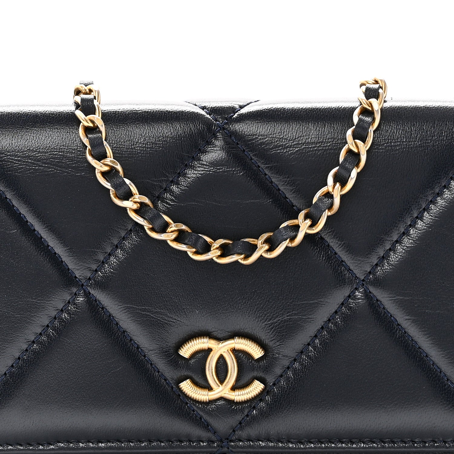 Chanel Lambskin Quilted Wallet On Chain WOC Navy 9 of 11