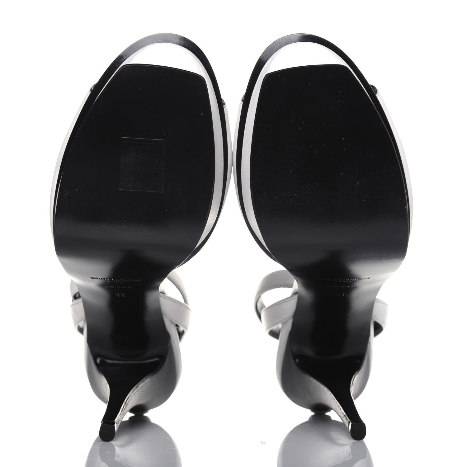 Saint Laurent Calfskin Tribute 105 Open Toe Platform Sandals 41 White 5 of 14