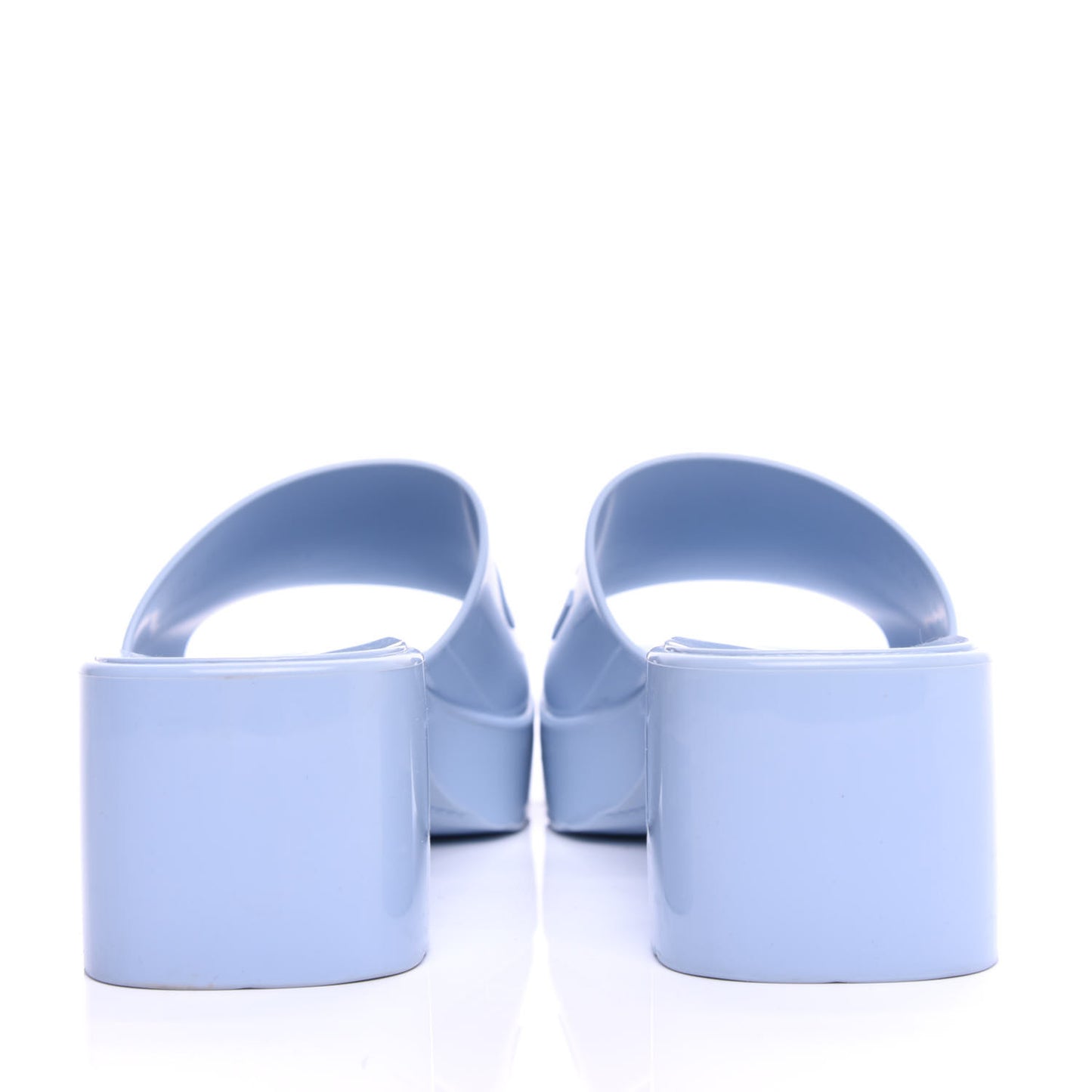 Rubber Gucci Logo Womens Platform 20/60mm Slide Sandals 37 Porcelain Light Blue
