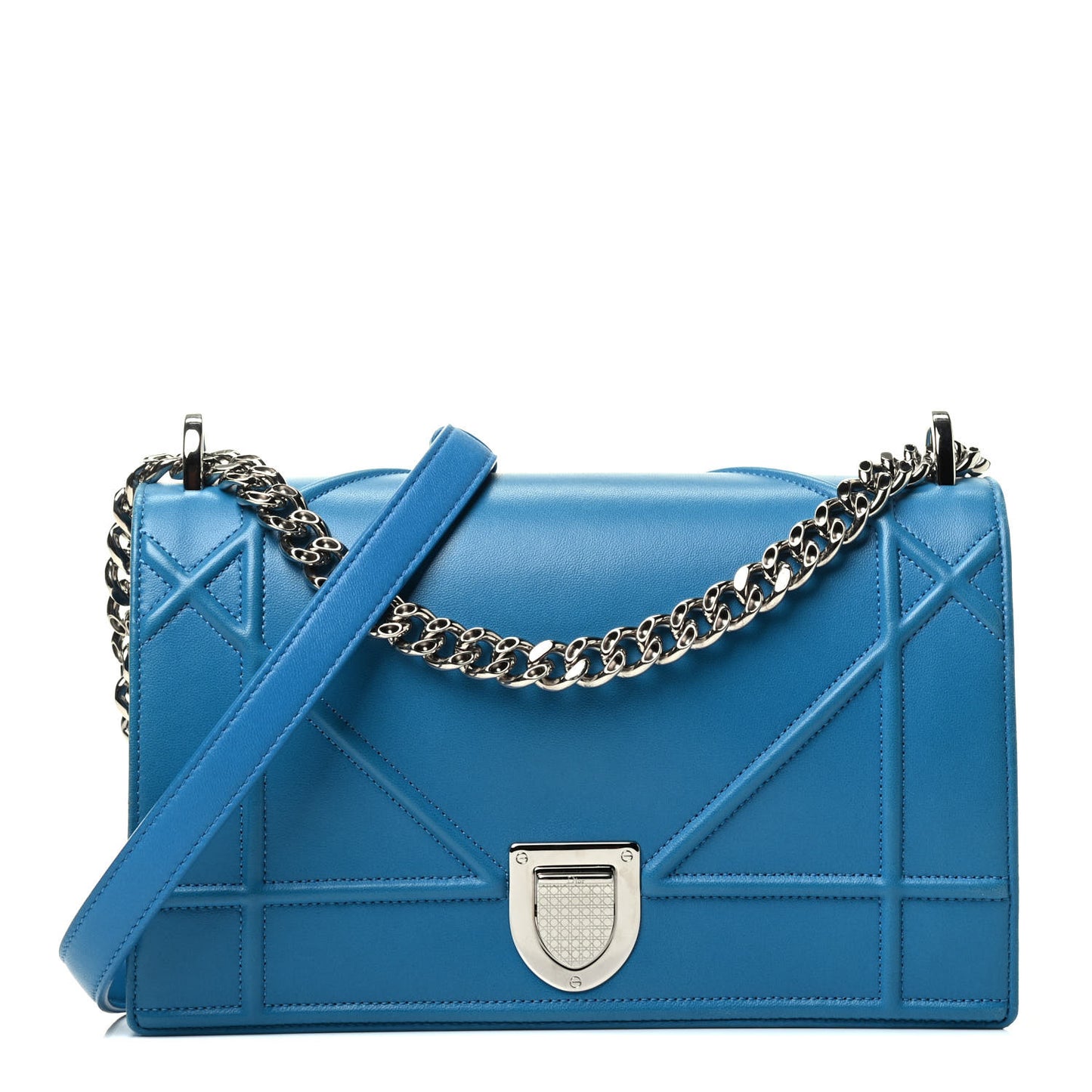 Grained Calfskin Medium Diorama Flap Bag Bleu De Minuit