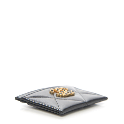 Chanel Shiny Goatskin Quilted Chanel 19 Card Holder Black 3 of 8