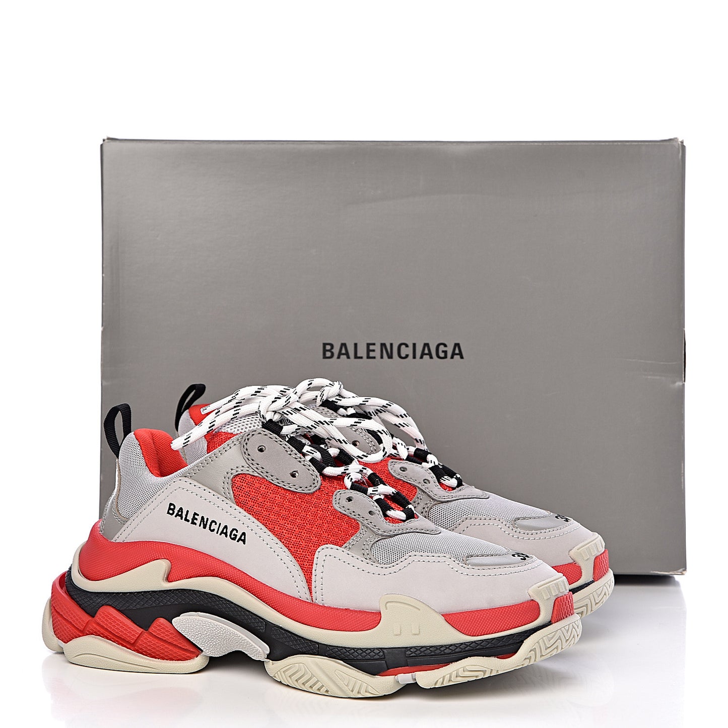 Fabric Mesh Womens Triple S Sneakers 39 Red Grey White