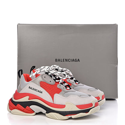 Balenciaga Fabric Mesh Womens Triple S Sneakers 39 Red Grey White 9 of 9