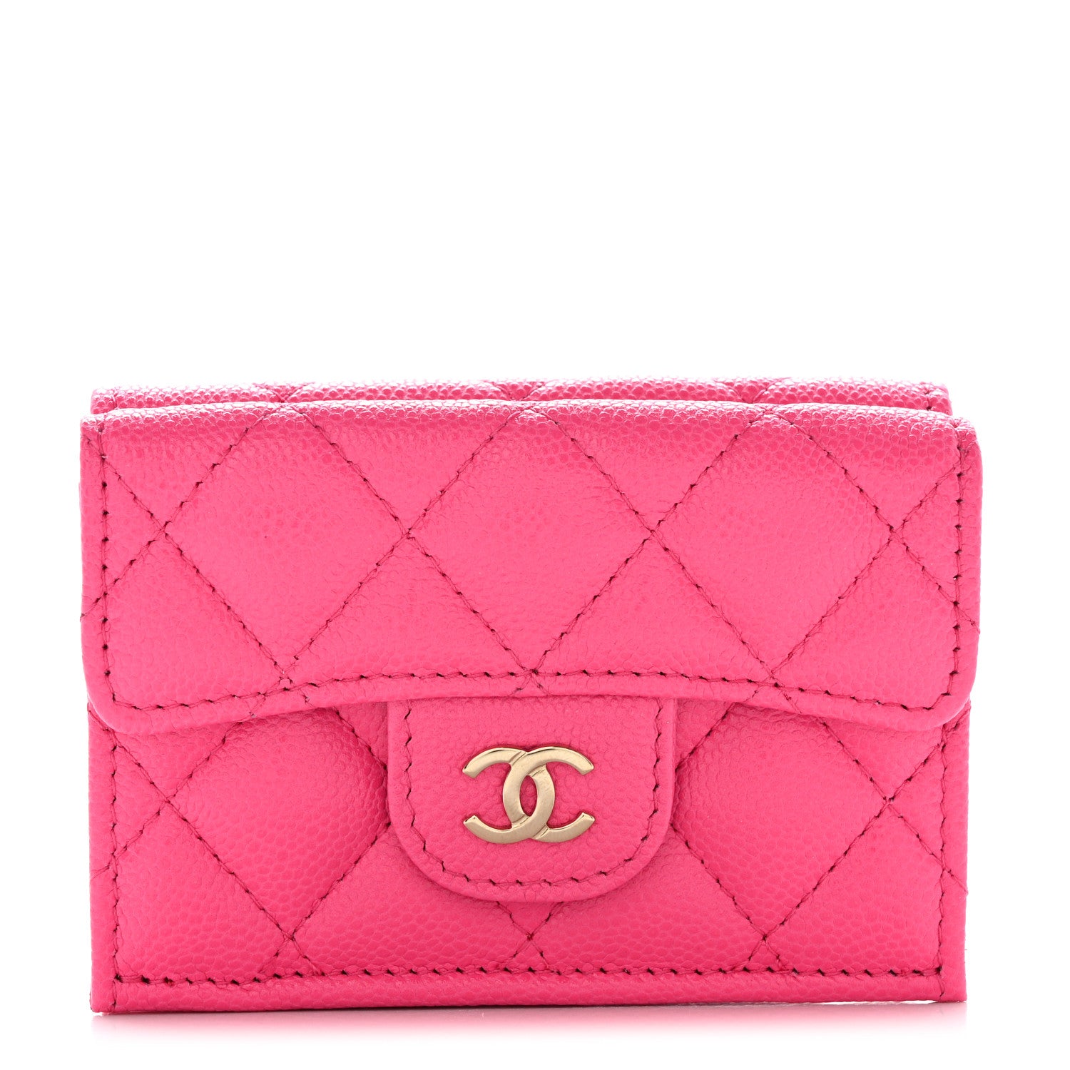 Chanel Caviar Quilted Double Flap Wallet Bright Pink 1 of 9