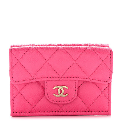 Chanel Caviar Quilted Double Flap Wallet Bright Pink 1 of 9