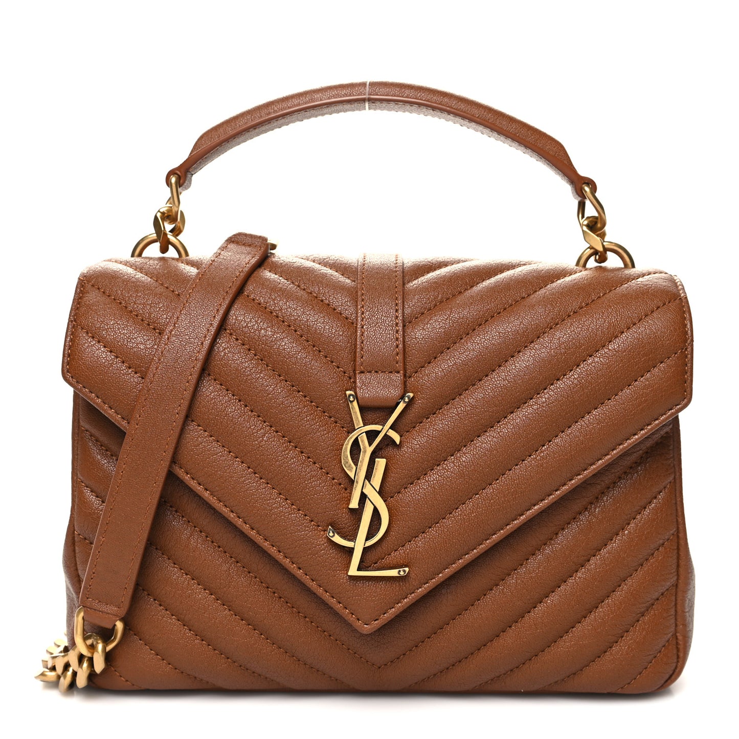 Sheepskin Matelasse Chevron Monogram Medium College Bag Brick