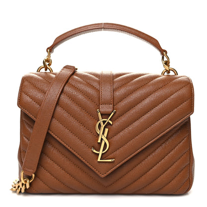 Saint Laurent Sheepskin Matelasse Chevron Monogram Medium College Bag Brick 1 of 10