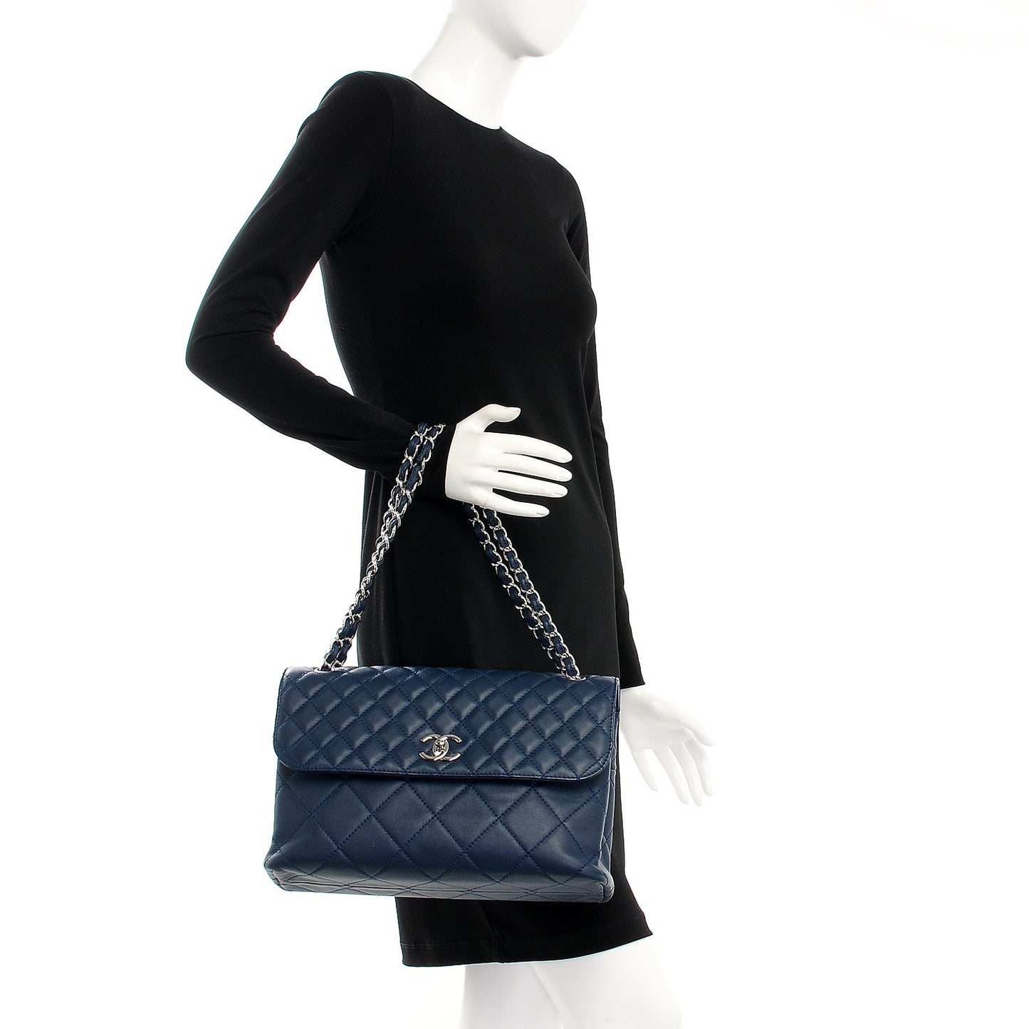 Calfskin Quilted In the Business Flap Dark Navy Blue