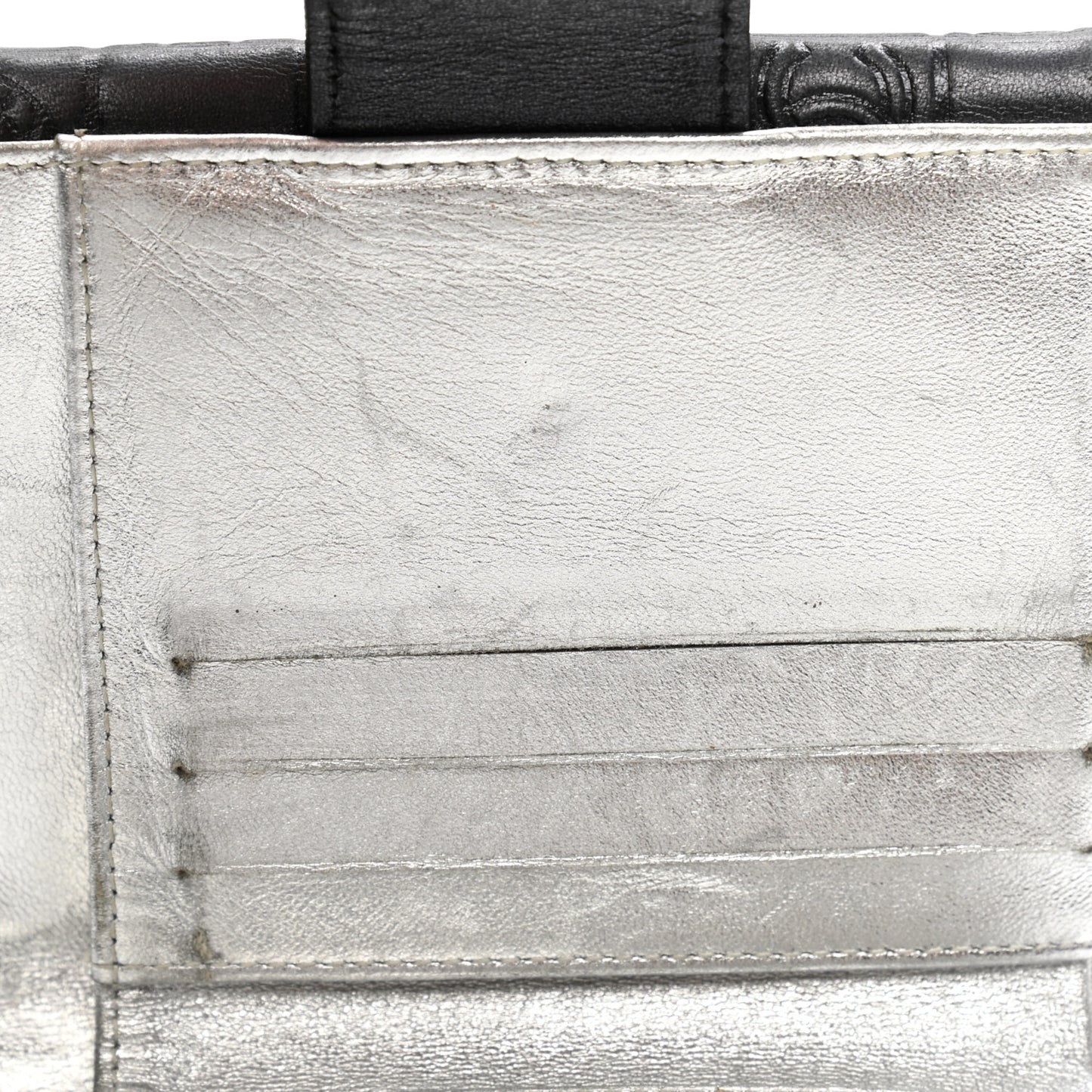 Metallic Lambskin Precious Symbols French Wallet Dark Silver