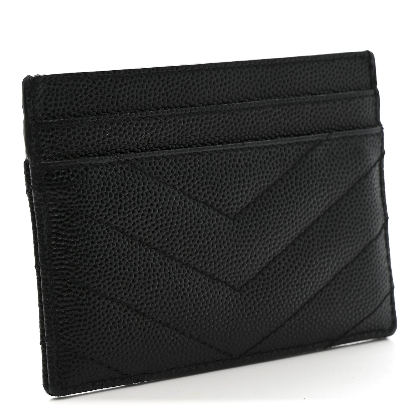 Grain De Poudre Matelasse Chevron Monogram Credit Card Case Black