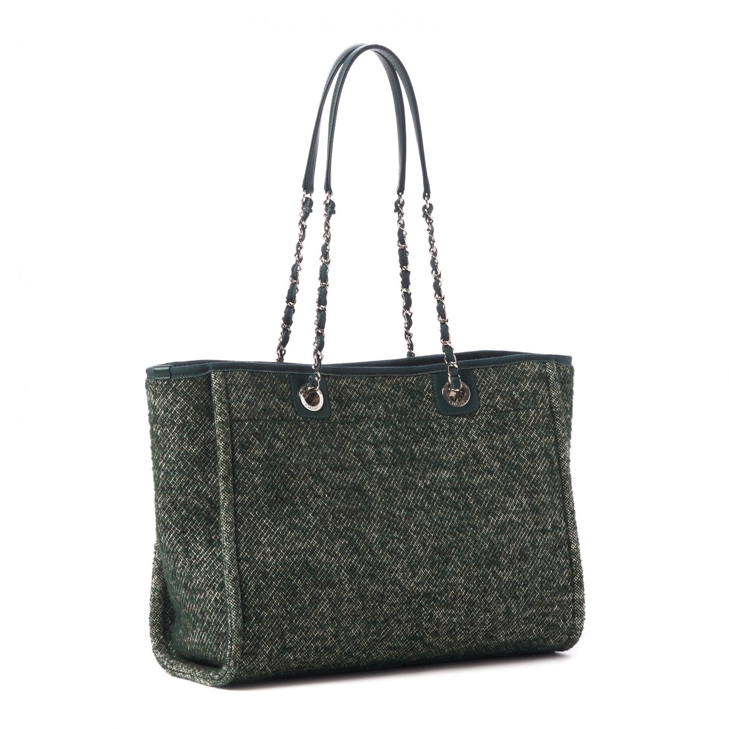 Mixed Fibers Calfskin Small Deauville Tote Green