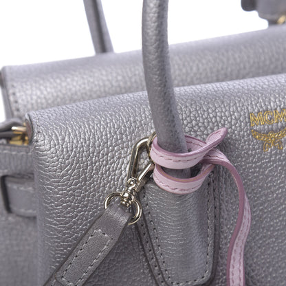 MCM Metallic Grained Calfskin Mini Milla Tote Spike Silver 13 of 15