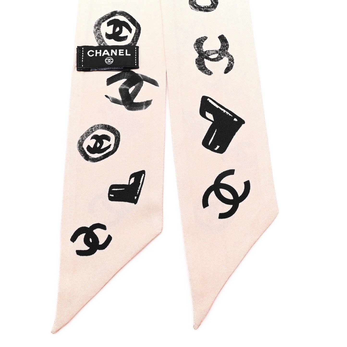 Silk Logo Slim Bandeau Scarf Pink Black