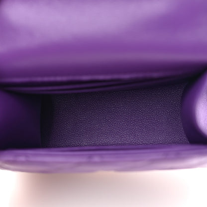 Chanel Lambskin Quilted Top Handle Flap Clutch With Chain Purple 5 of 10