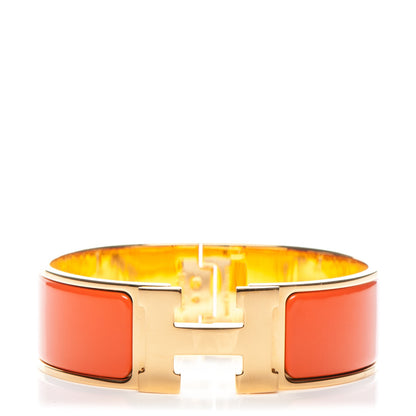 Hermes Enamel Wide Clic Clac H Bracelet GM Orange 1 of 5