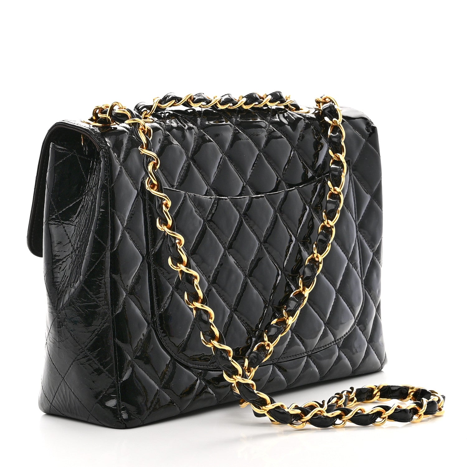 Chanel Patent Quilted XL Jumbo Single Flap Black 3 of 9