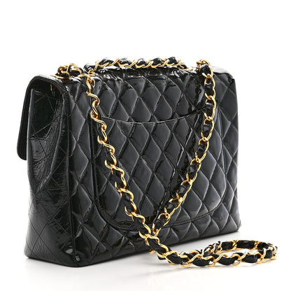 Chanel Patent Quilted XL Jumbo Single Flap Black 3 of 9