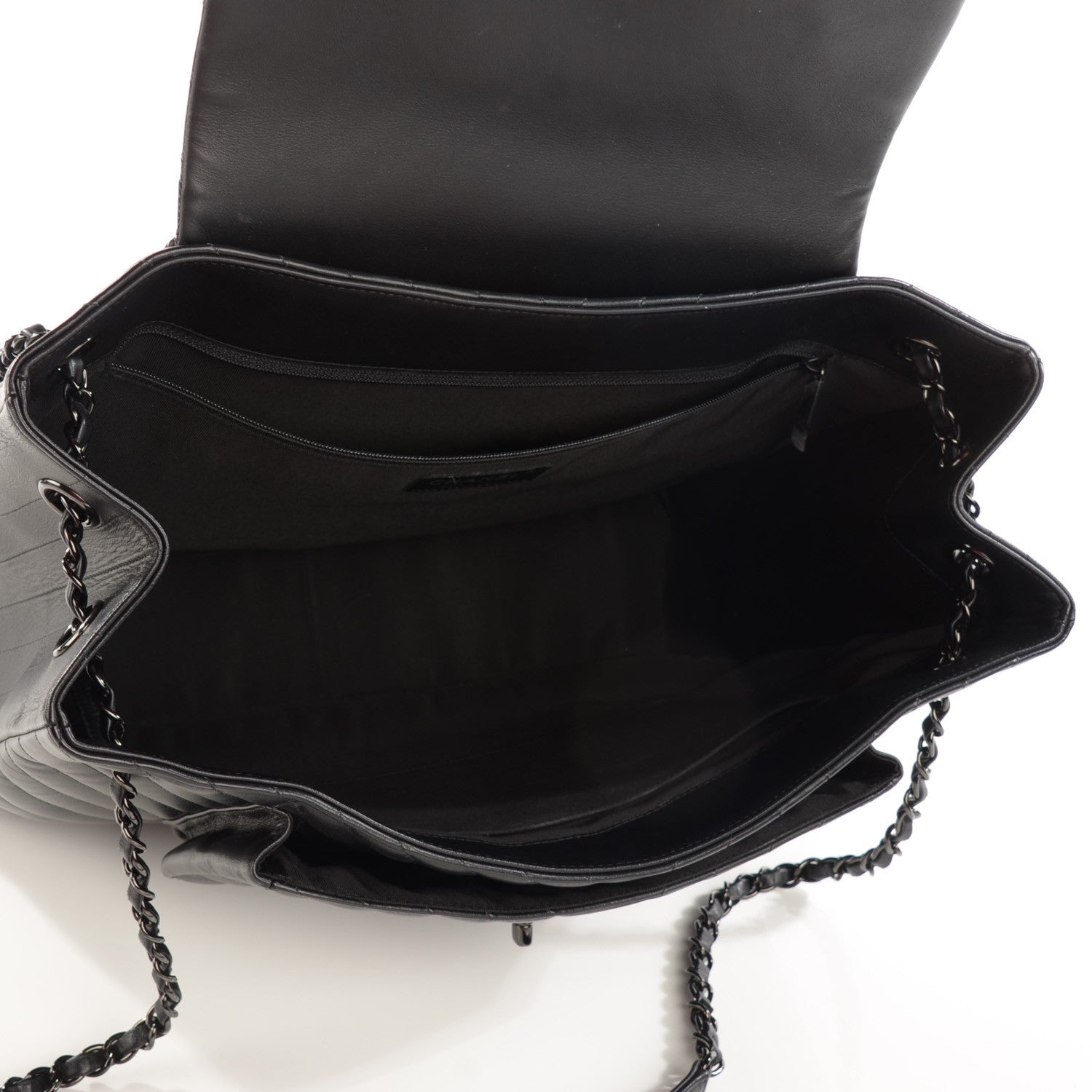 Chanel Calfskin Chevron Quilted Flap Tote So Black 5 of 8
