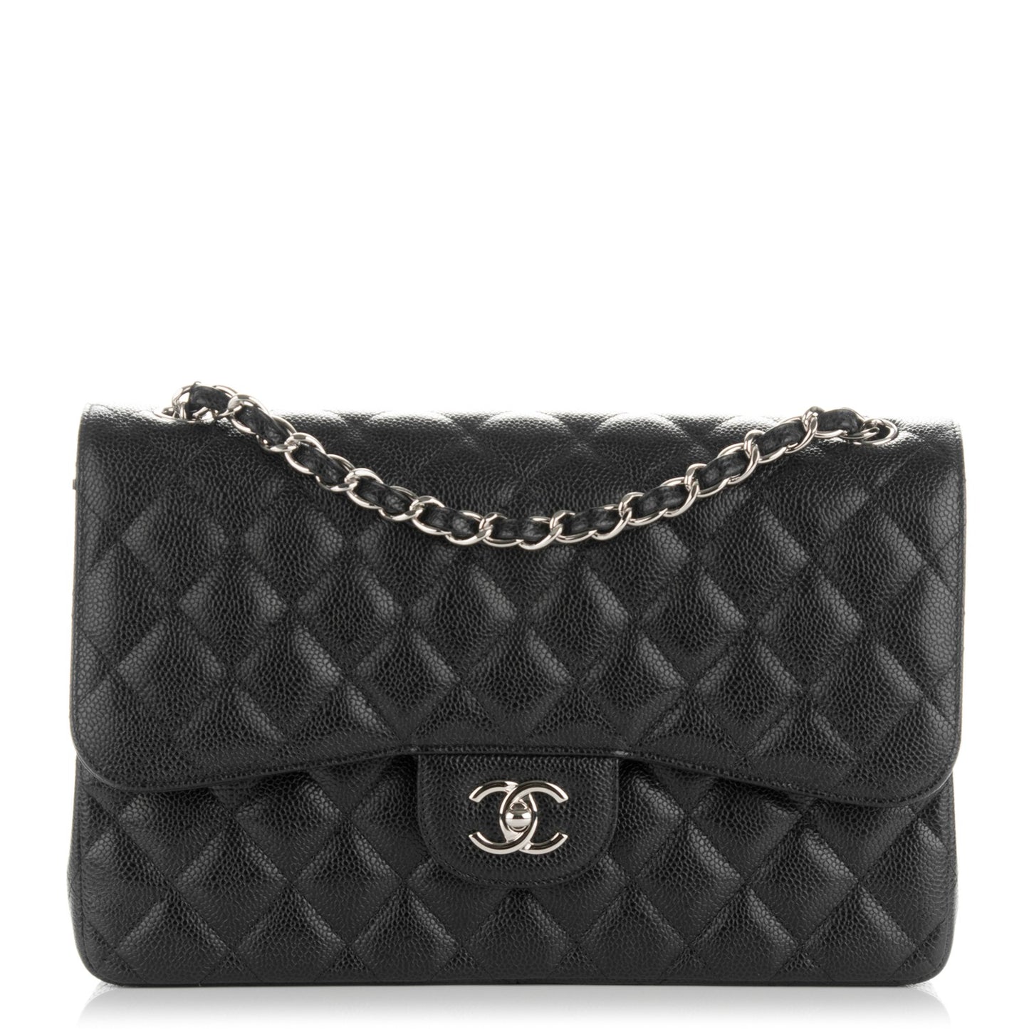 Caviar Quilted Jumbo Double Flap Black