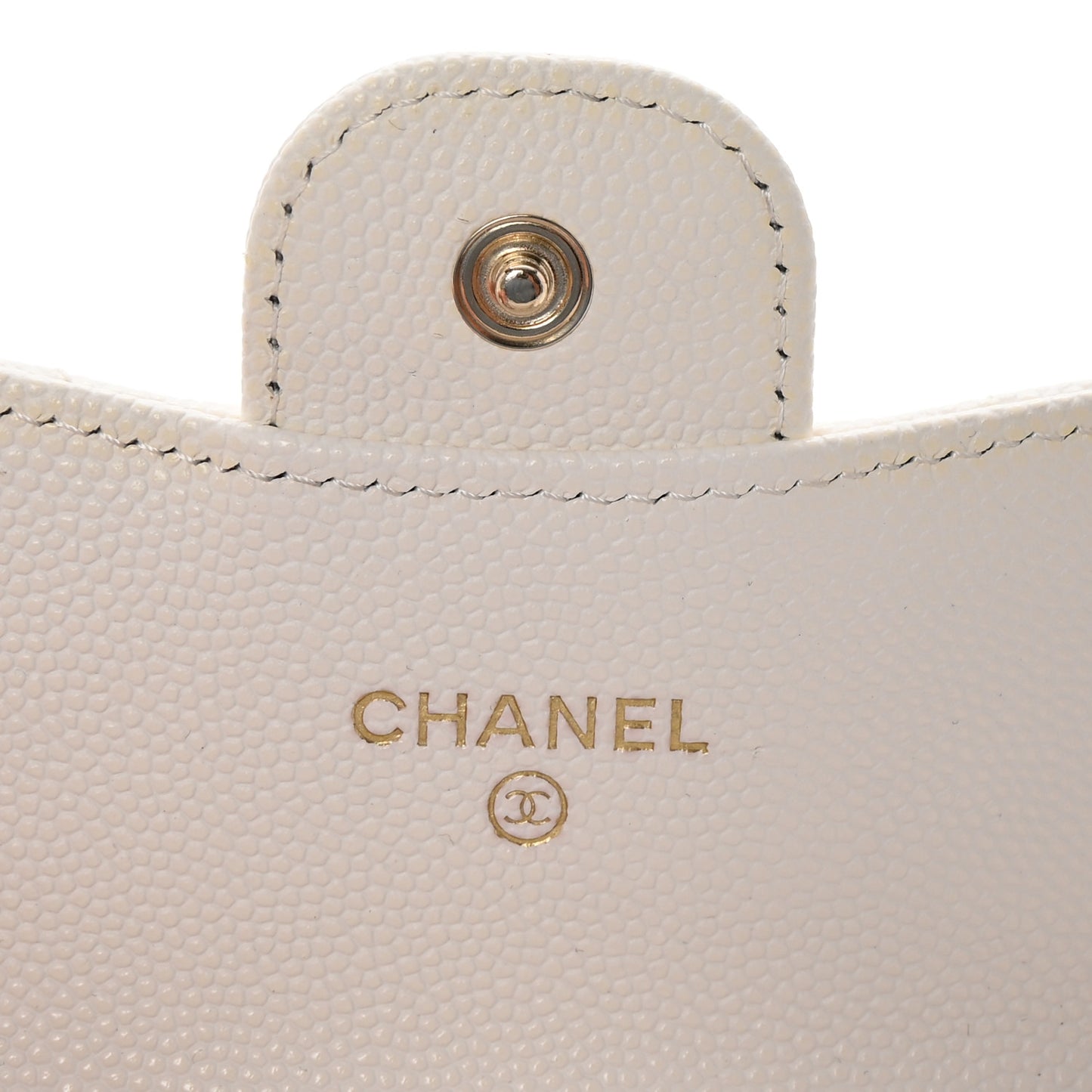Caviar Quilted Flap Card Holder On Chain White