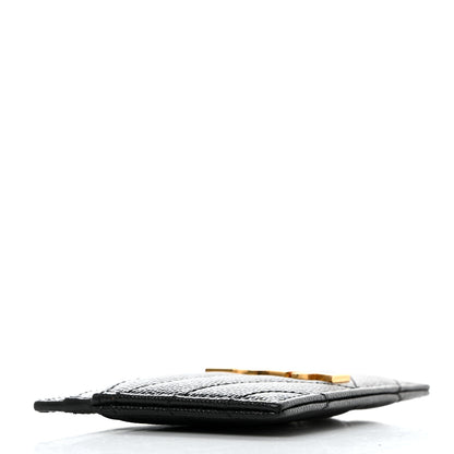 Saint Laurent Grain De Poudre Matelasse Chevron Monogram Credit Card Case Black 4 of 8