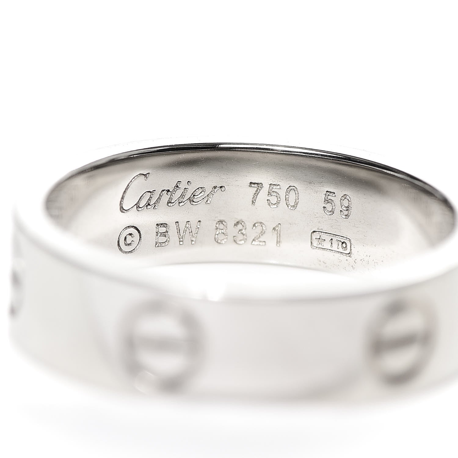 Cartier 18K White Gold 5.5mm LOVE Ring 59 8.75 4 of 4