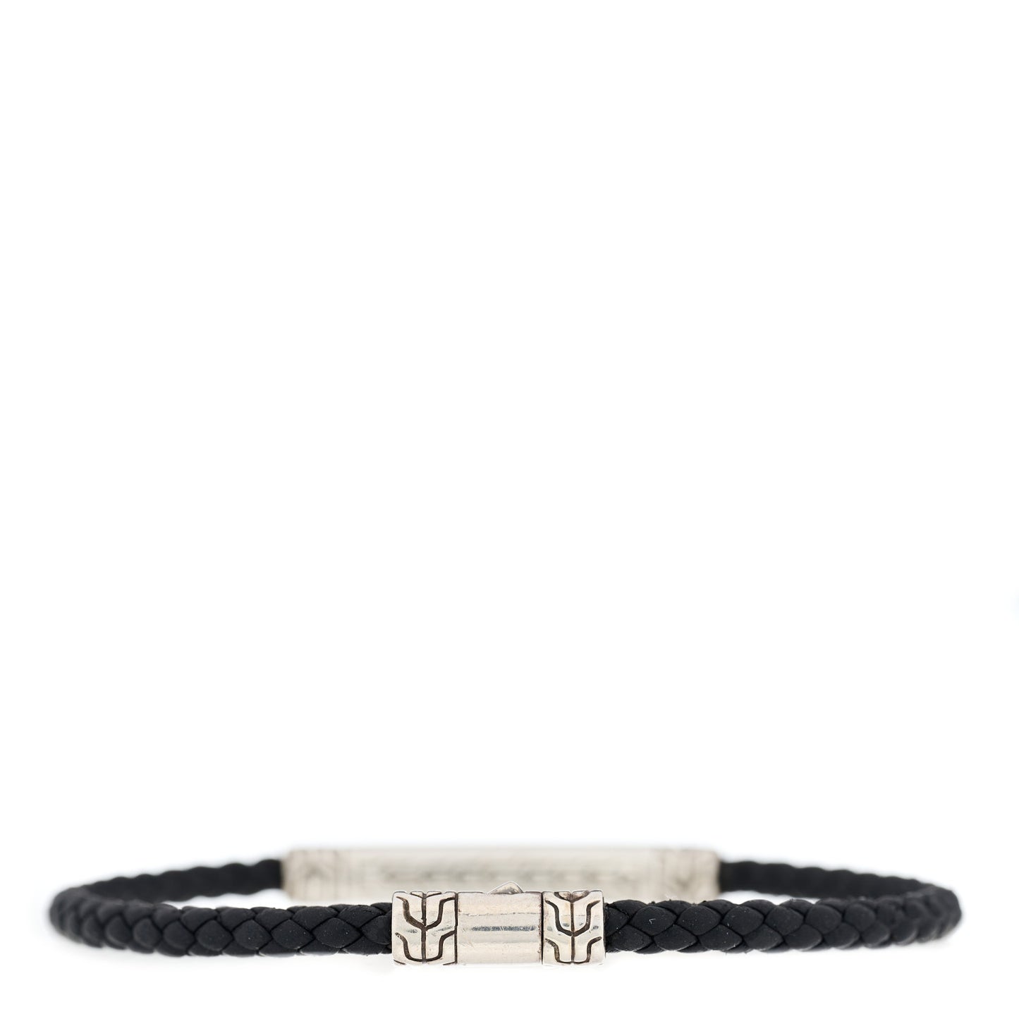 Sterling Silver Leather Black Sapphire Classic Chain Station Bracelet Black