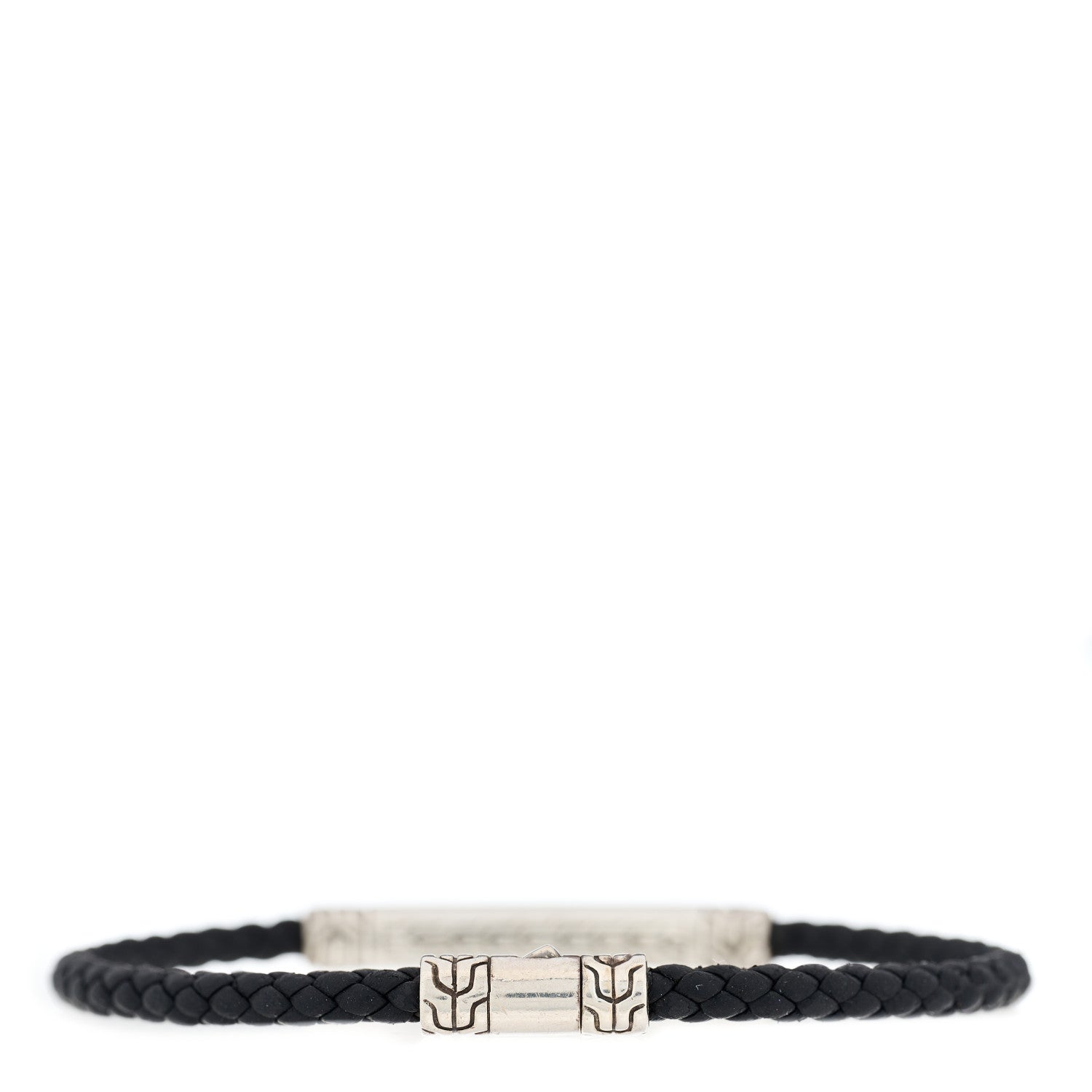 John Hardy Sterling Silver Leather Black Sapphire Classic Chain Station Bracelet Black 2 of 3