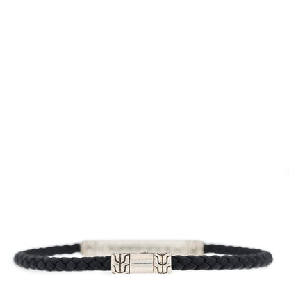 John Hardy Sterling Silver Leather Black Sapphire Classic Chain Station Bracelet Black 2 of 3