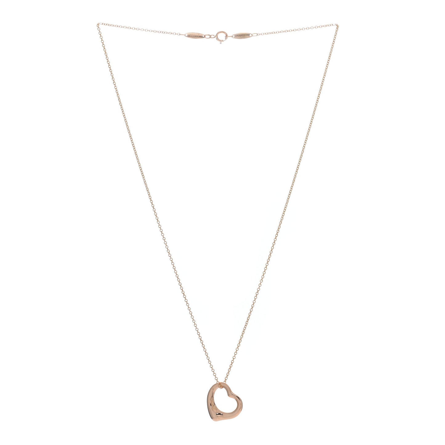 18K Rose Gold 16mm Elsa Peretti Open Heart Pendant Necklace