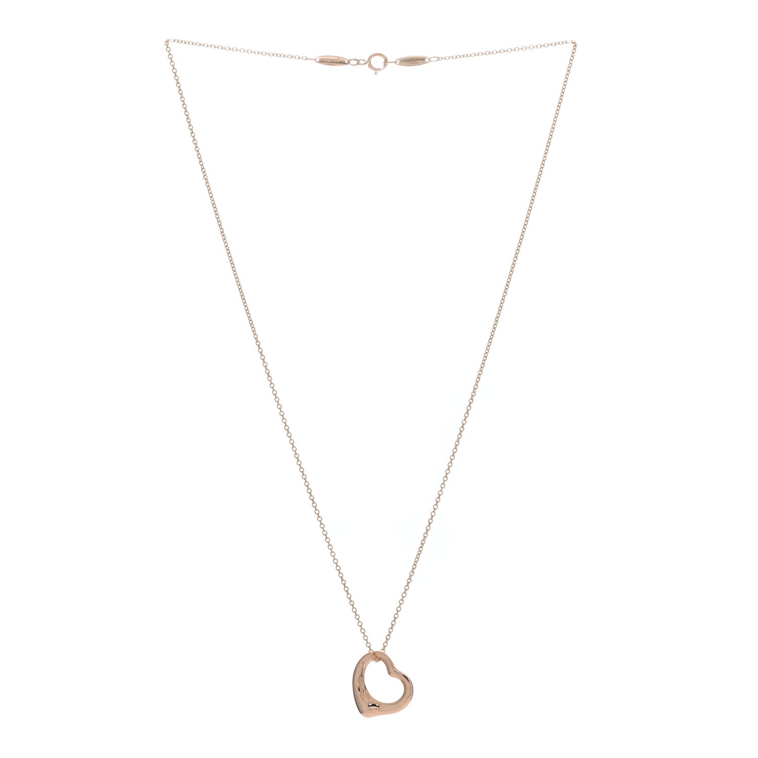 Tiffany 18K Rose Gold 16mm Elsa Peretti Open Heart Pendant Necklace 2 of 5