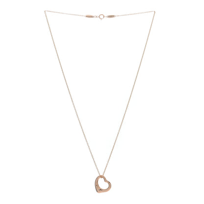Tiffany 18K Rose Gold 16mm Elsa Peretti Open Heart Pendant Necklace 2 of 5