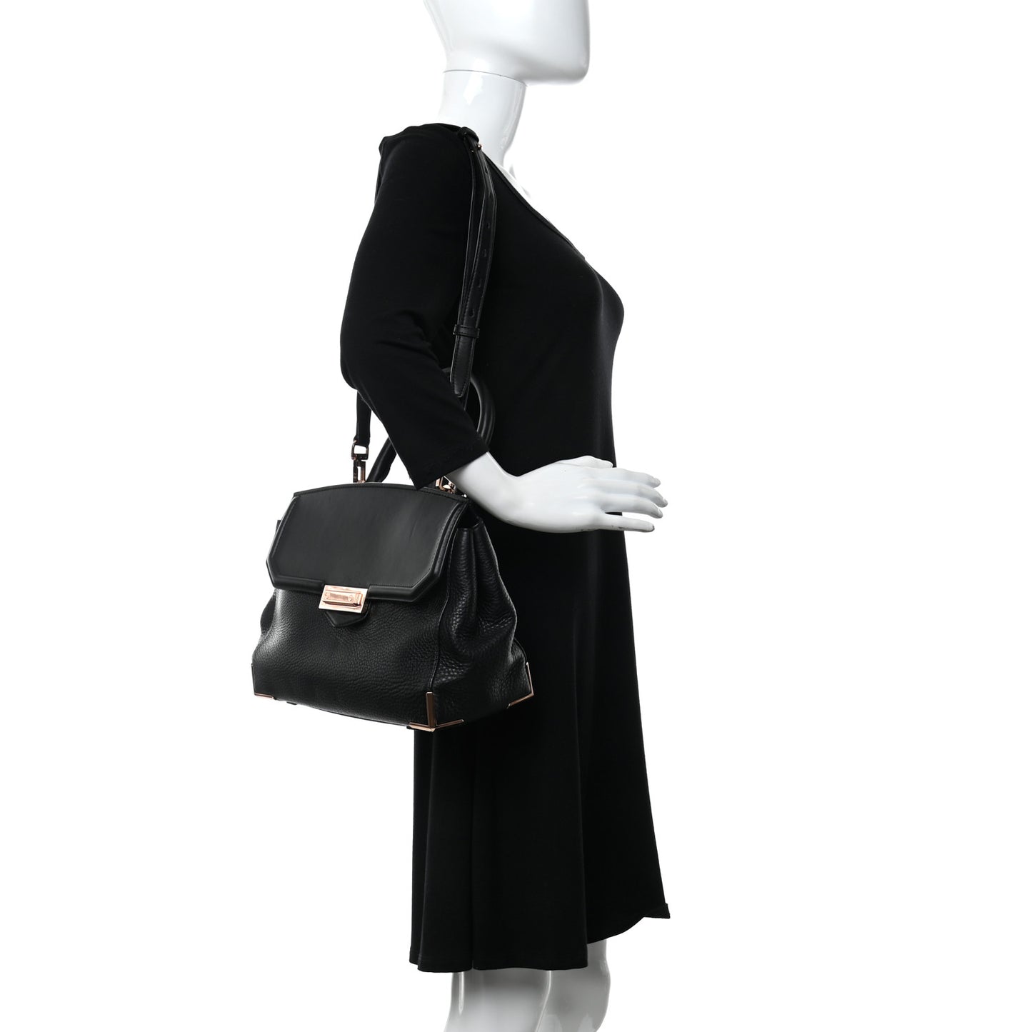 Calfskin Large Marion Black Rose Gold Hardware