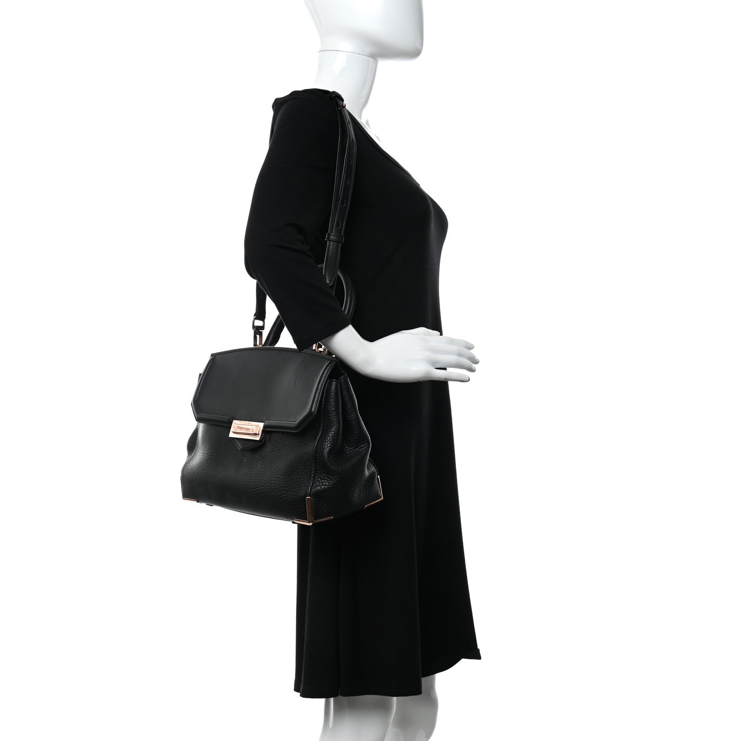 Alexander Wang Calfskin Large Marion Black Rose Gold Hardware 2 of 12
